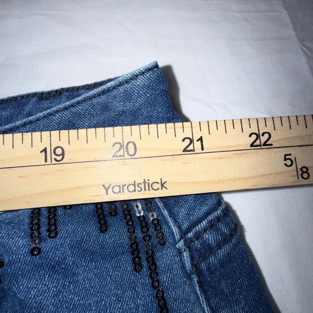 Ashley Stewart Plus Size 24 Jeans Sequin Embellished Straight Leg Medium Wash